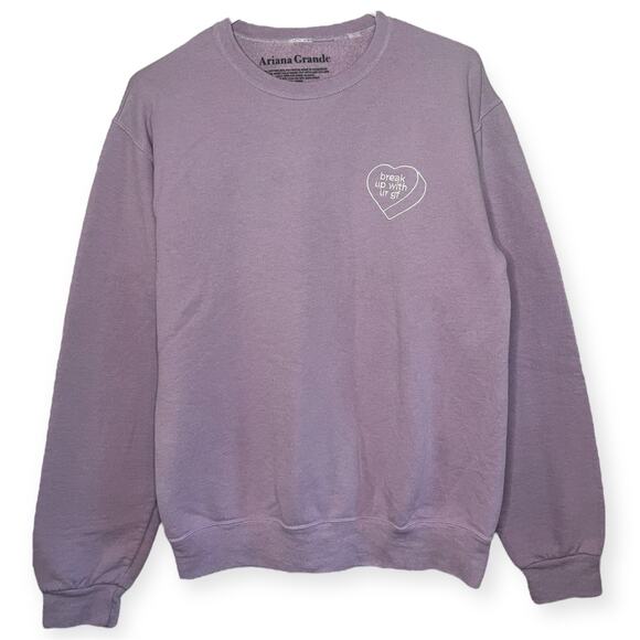 Ariana Grande Purple Break Up With Your Gf Embroidered Crewneck Size Small - Picture 1 of 8